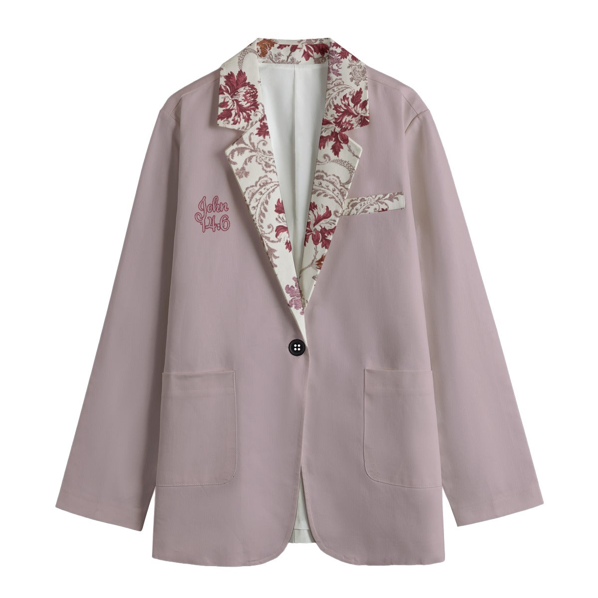 "John 14:6" Floral Lapel Purple Women's Leisure Blazer