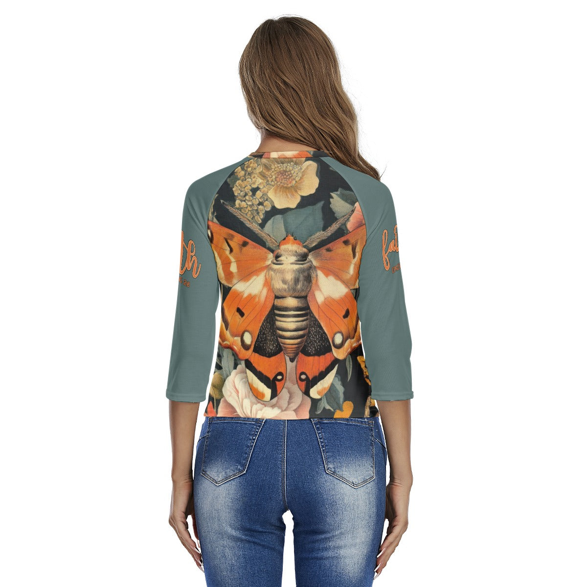 "Faith Ephesians 2:8" Women's Casual Raglan Sleeves T-shirts