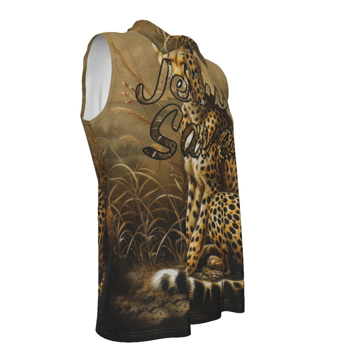 Jesus Saves Leopard Print Women's UV Protection Sleeveless Polo Shirt