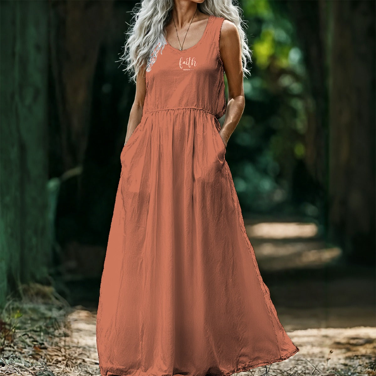 "Faith Hebrews 11:1" Women's Sleeveless Maxi Dress Lightweight Casual Dress