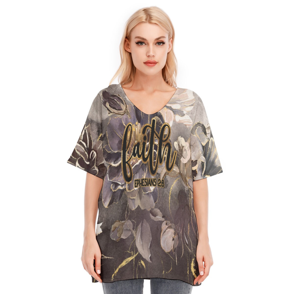 Women's Bat Sleeves Blouse | 190GSM Cotton "Faith Ephesians 2:8"