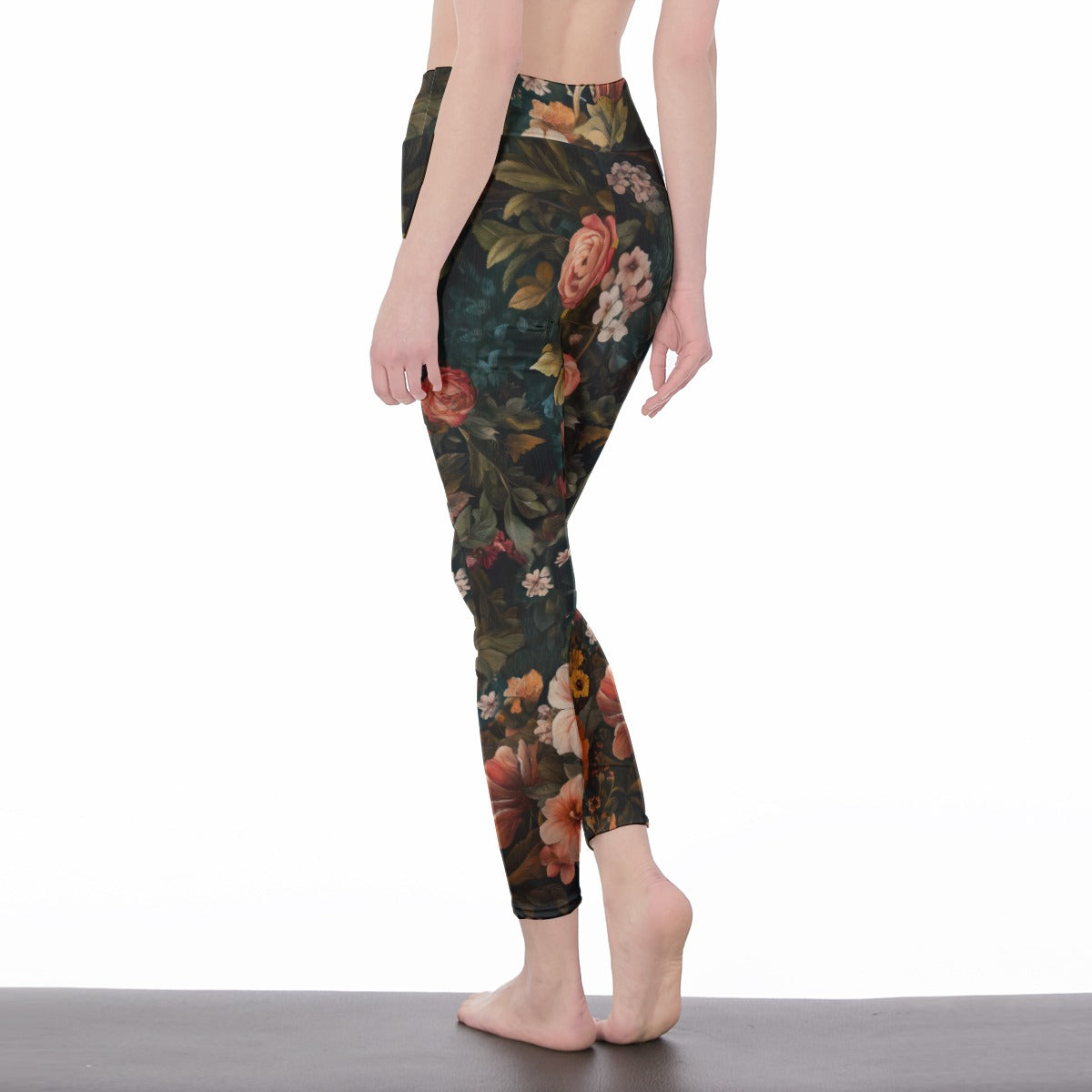 Floral Print High Waist Leggings for Women, "Faith Hebrews11:1"