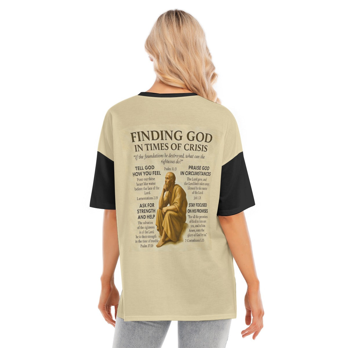 Women's Short Sleeves T-shirt With Hem Split "Finding God in Times of Crisis"