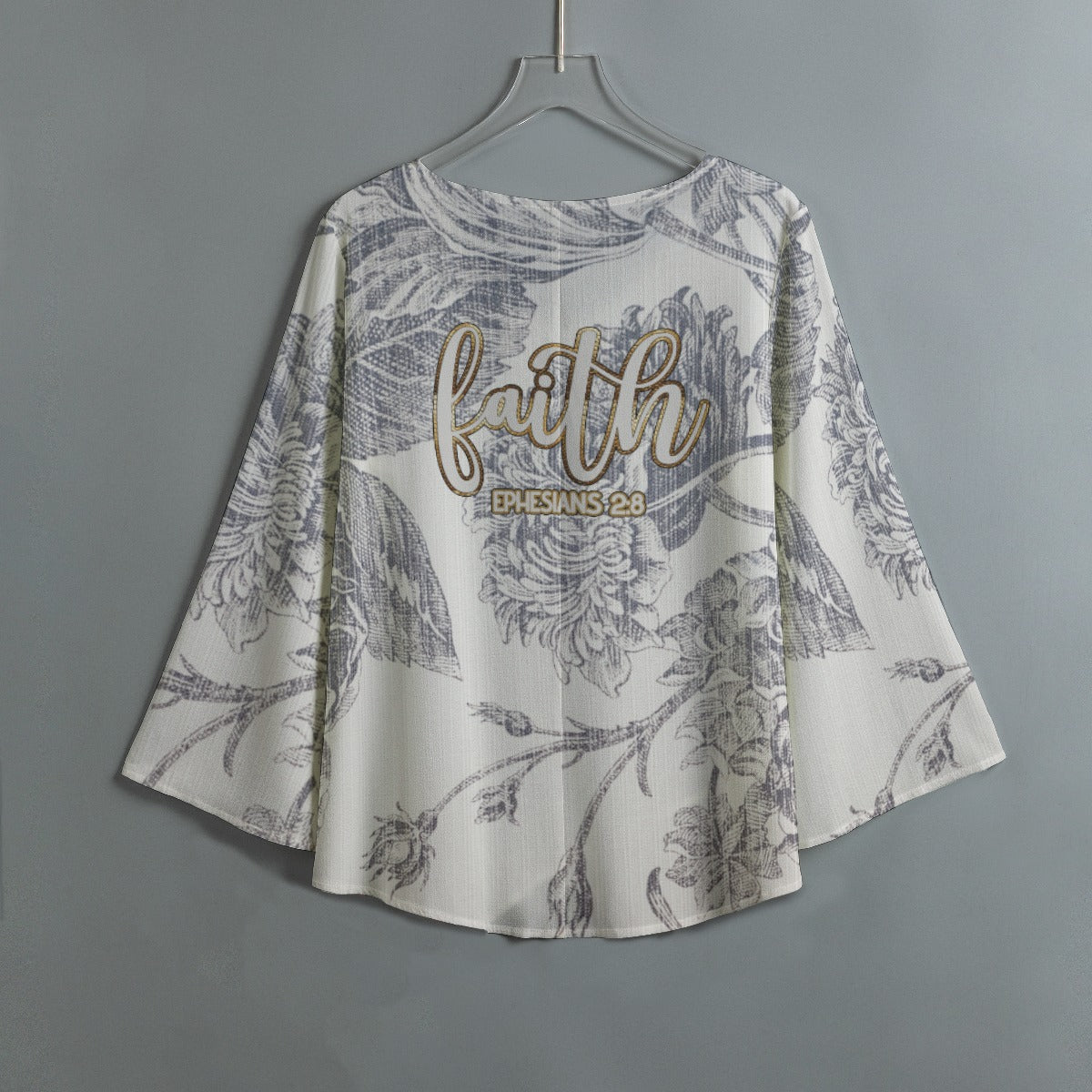 Women's V-neck T-shirt With Irregular Hem "Faith Ephesians 2:8"