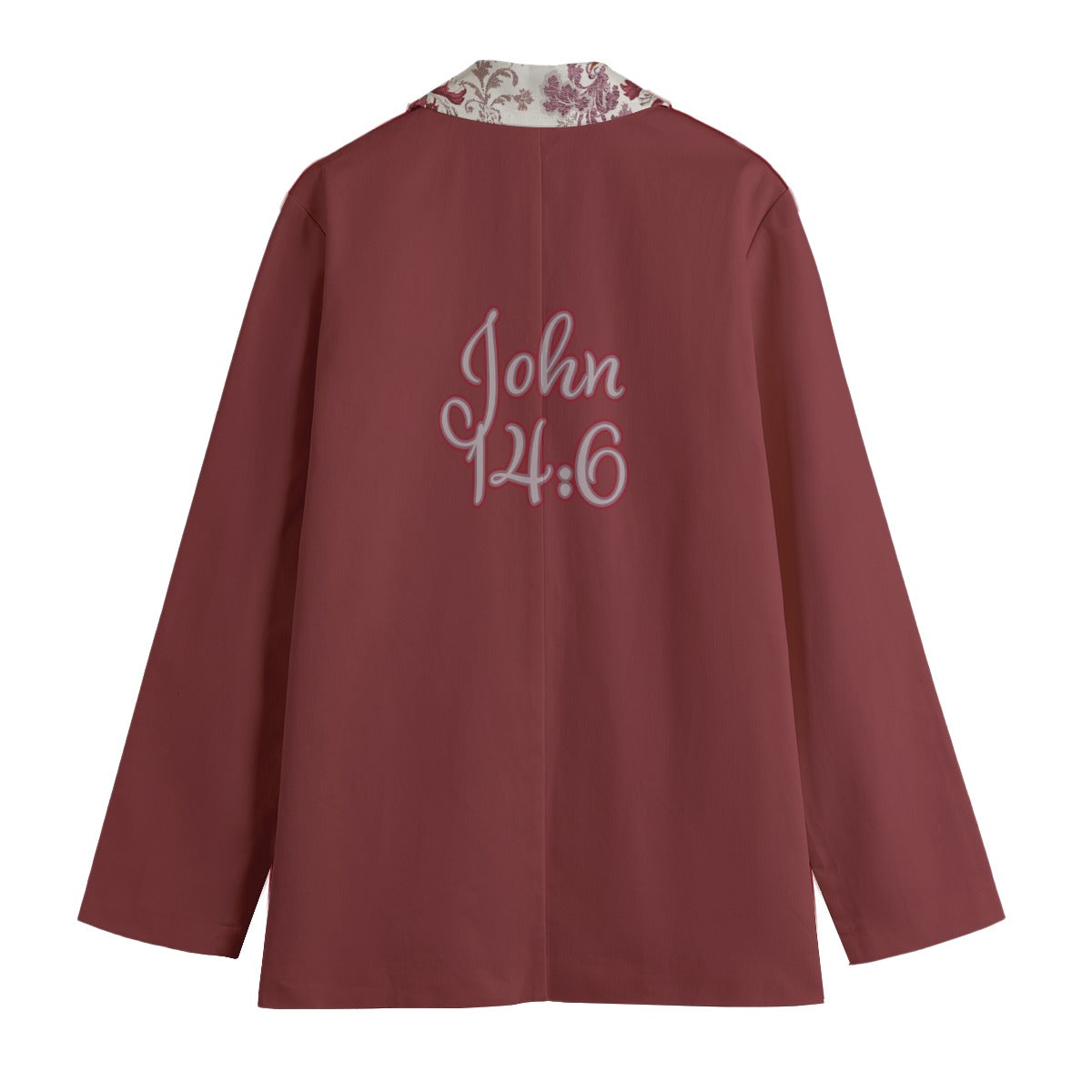 "John 14:6" Women's Red & White Floral Lapel Polyester Leisure Blazer