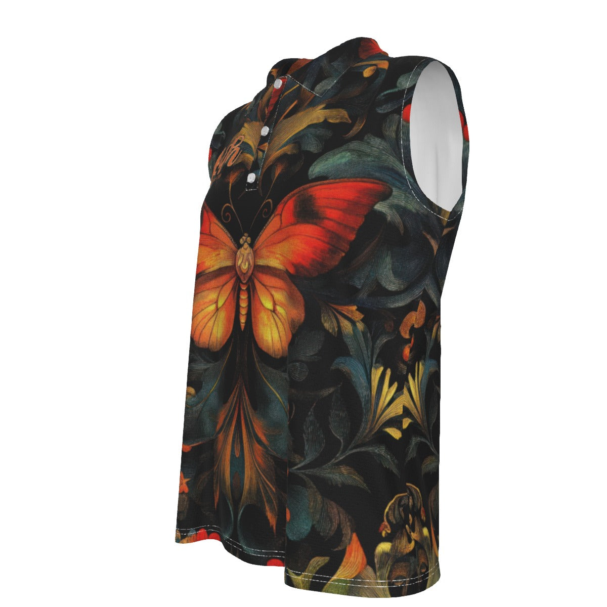 "Jesus Saves" Butterfly Print Women's UV Protection Sleeveless Polo Shirt