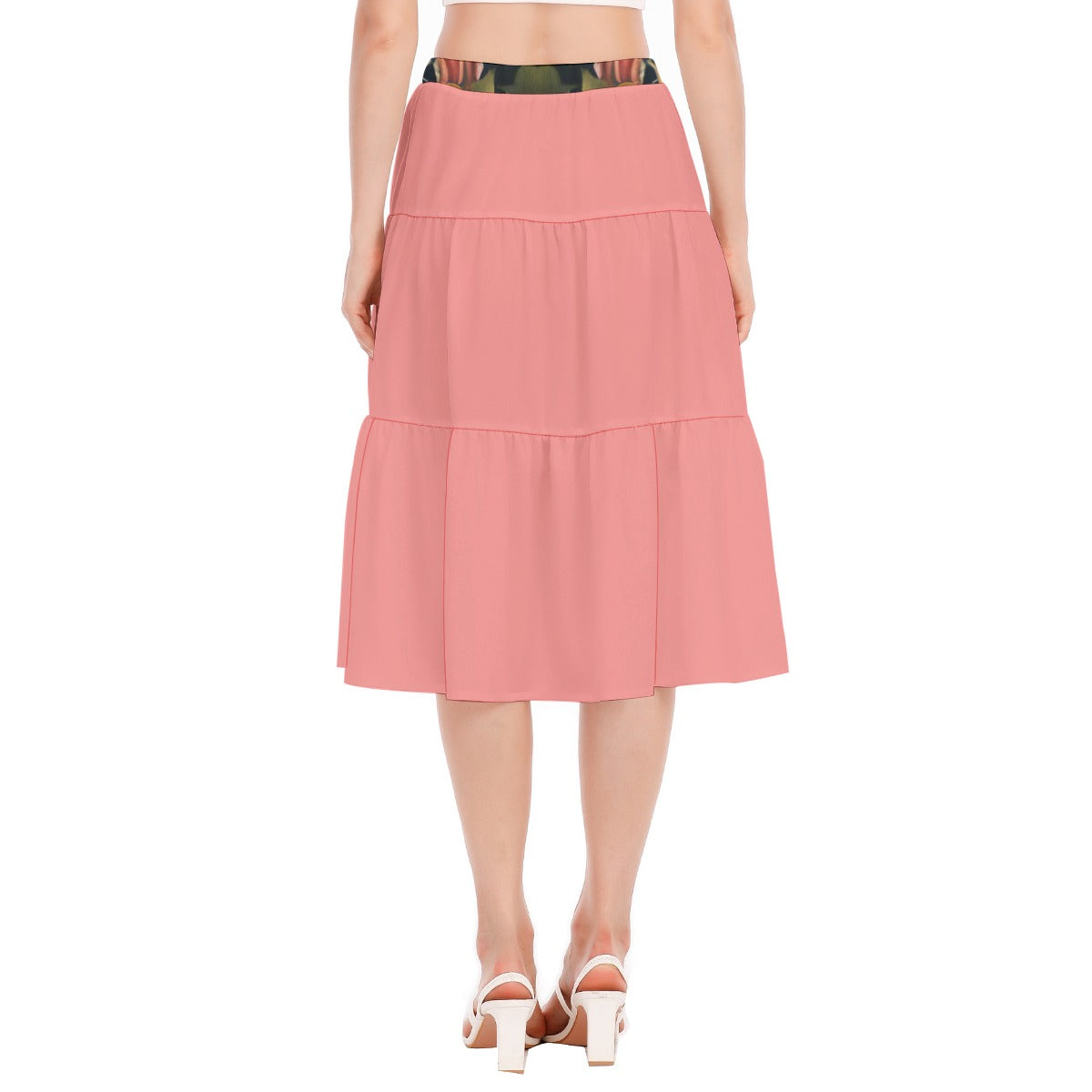 Pink Leopard Floral Stitched Pleated Chiffon Skirt with Elastic Waist Band - "Faith Hebrews 11:1"