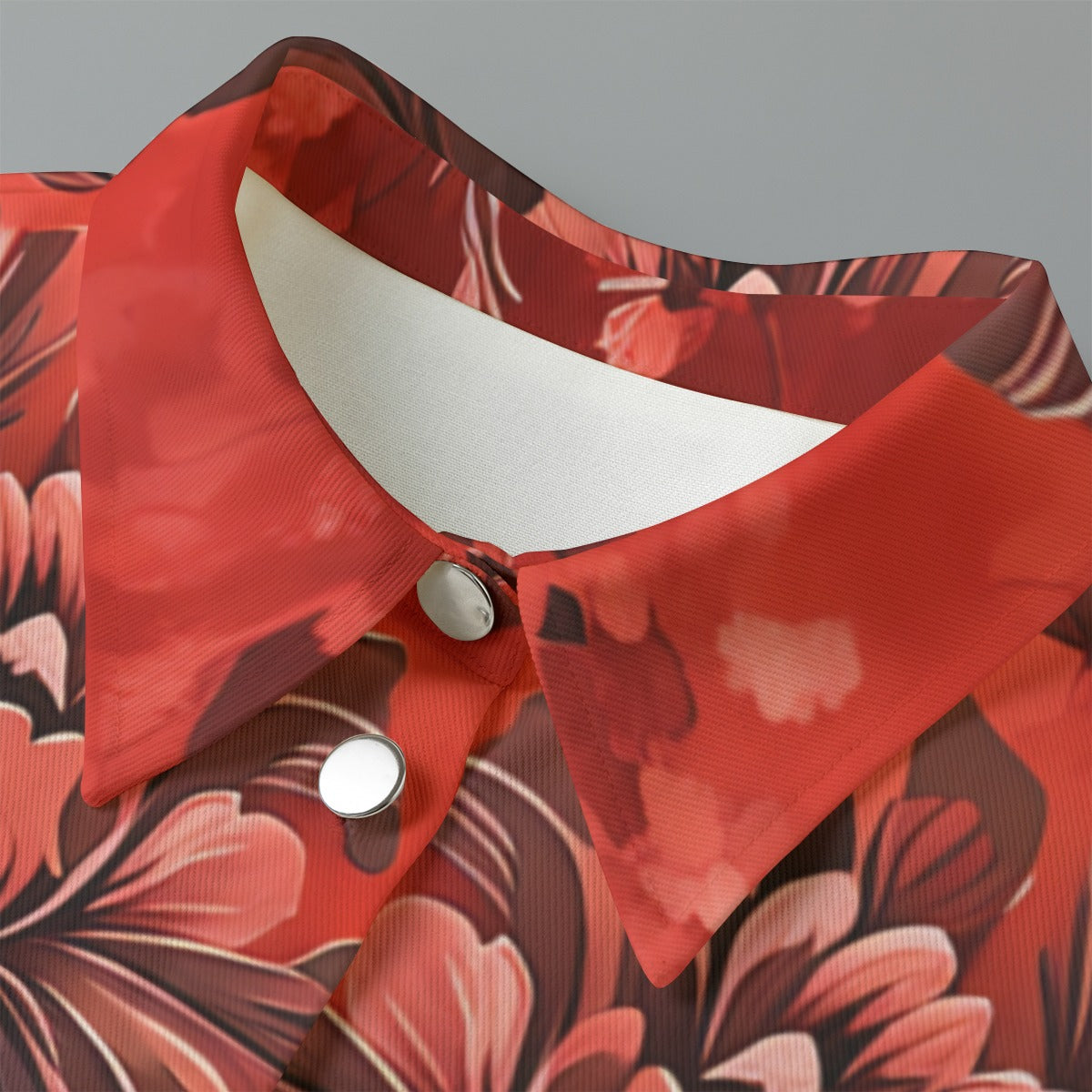 "Jesus Saves" Red Floral Women's Cropped Jacket | 245GSM Cotton