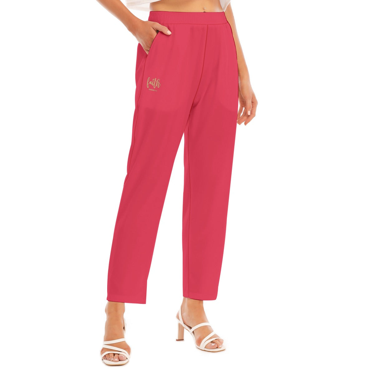 Women's Loose Straight-leg Pants - Four-way Stretch, "Fath Hebrews 11:1"