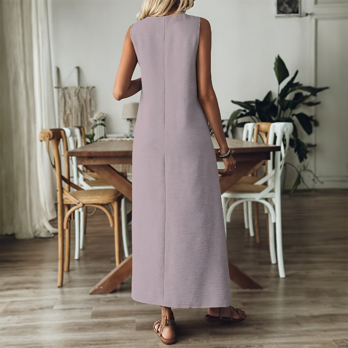 "John 14:6" Purple Women's V-Neck Long Dress