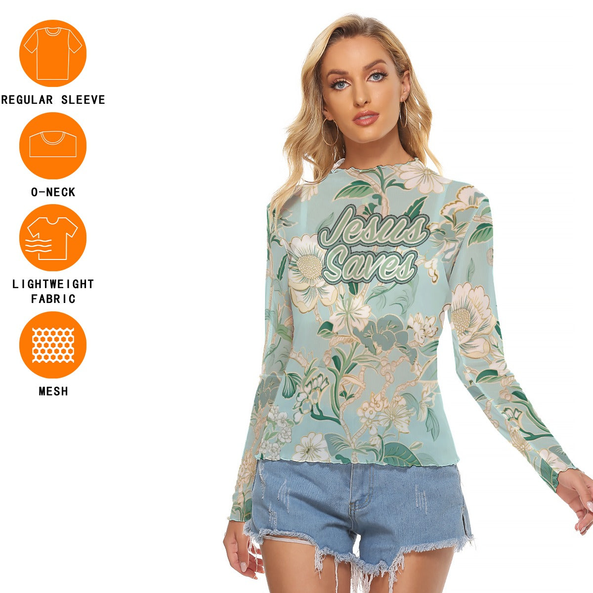 Women's Sexy Mesh T-shirt with Unique Neckline and Cuffs Design - Breathable & Stylish