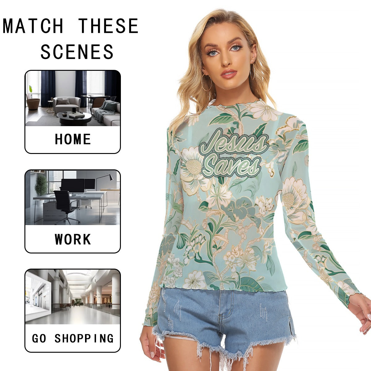 Women's Sexy Mesh T-shirt with Unique Neckline and Cuffs Design - Breathable & Stylish