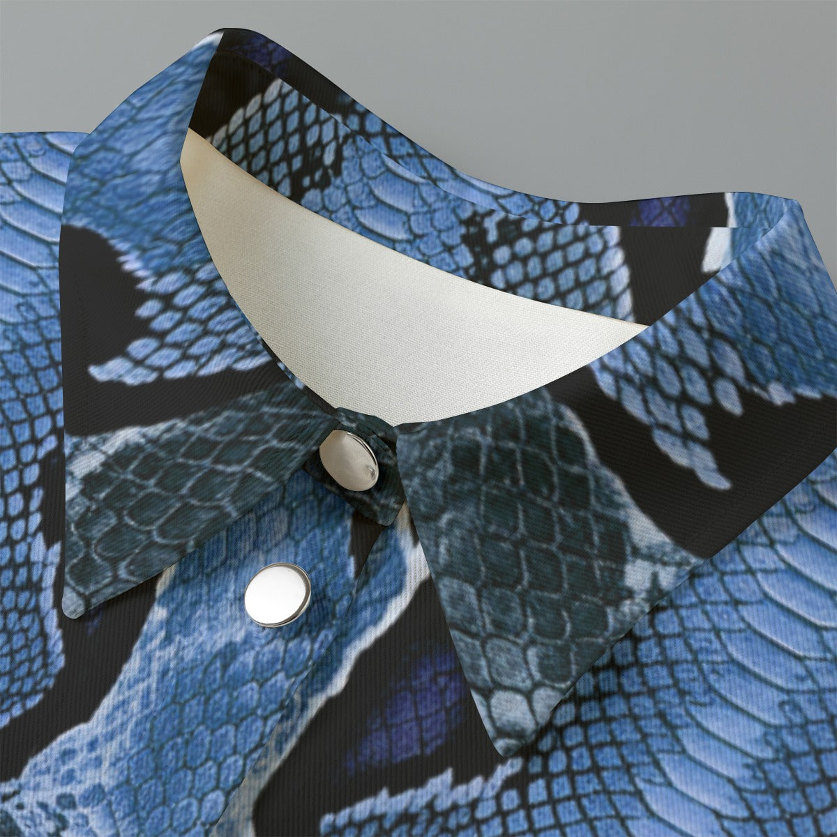 "Ride For Christ" Blue Snake Skin Print Women's Cropped Jacket | 245GSM Cotton