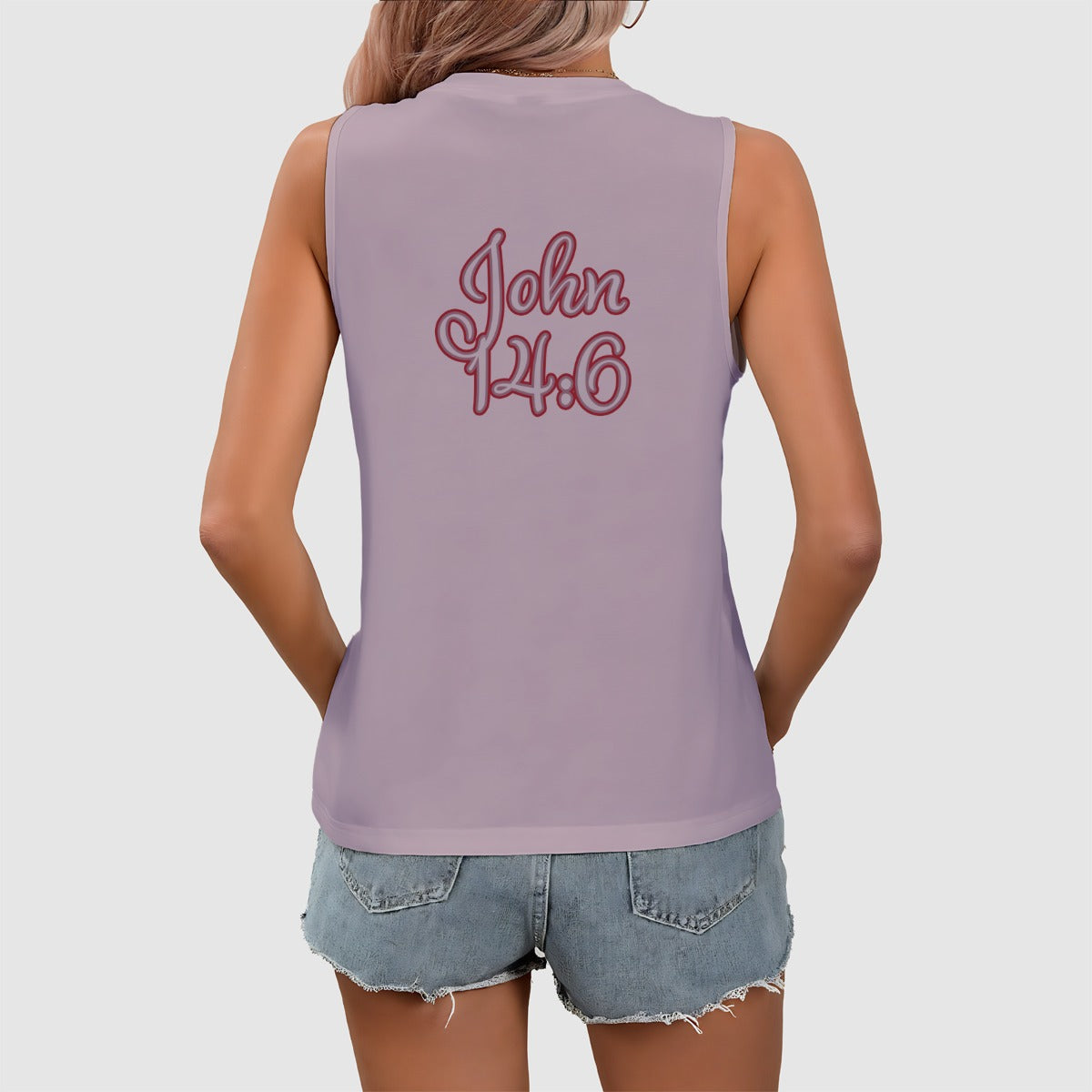 "John 14:6: Purple Women's Sleeveless V-Neck Tank Top