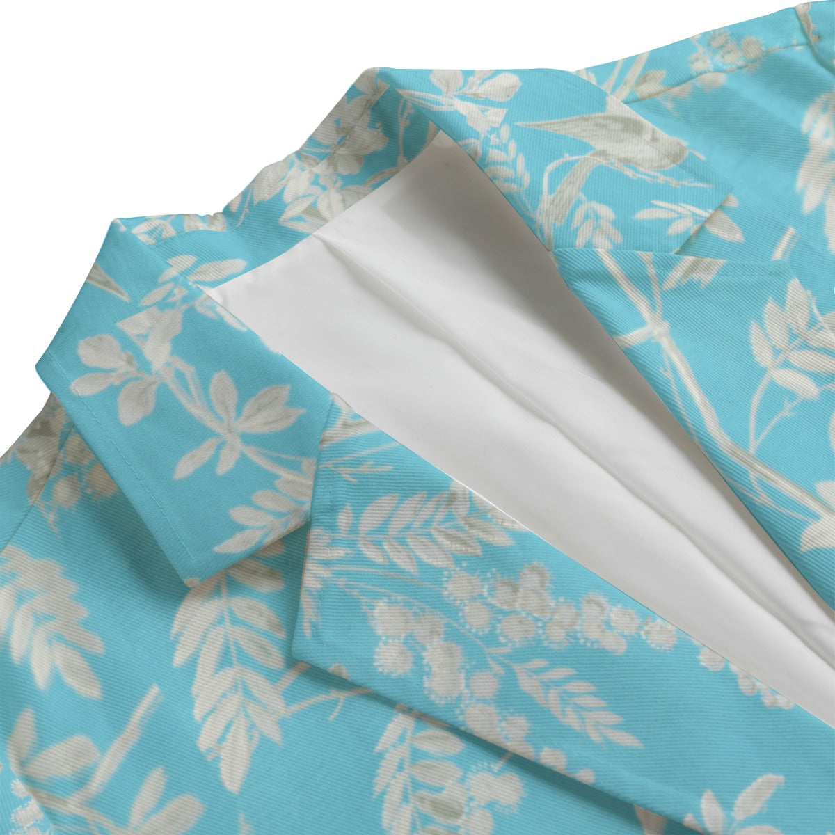 Blue Floral Print Women's Polyester Leisure Blazer "Faith Ephesians 2:8"