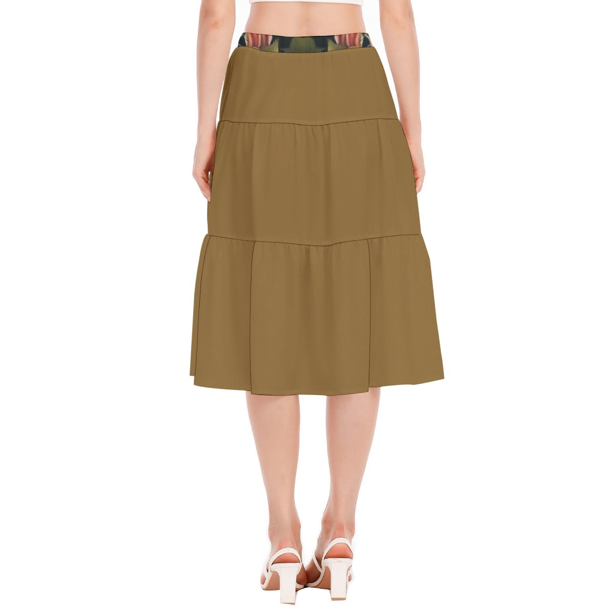 Leopard Floral Print Pleated Chiffon Skirt with Stitched Waistband for Women "Faith hebrews 11:1"