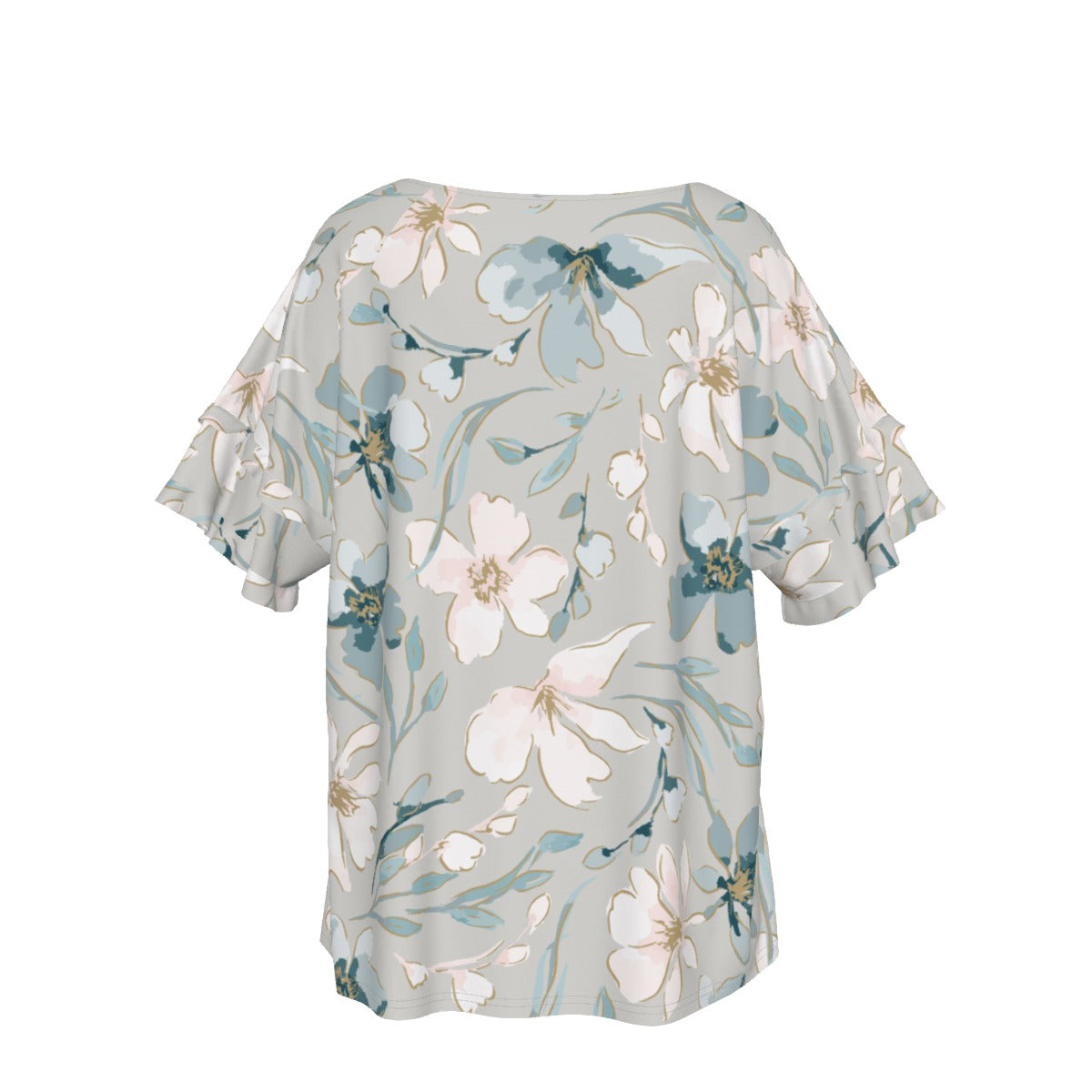 "Jesus Saves" Blue & White Floral Women's Comfortable Round Neck Raglan Sleeve T-shirt, Soft Jersey Fabric
