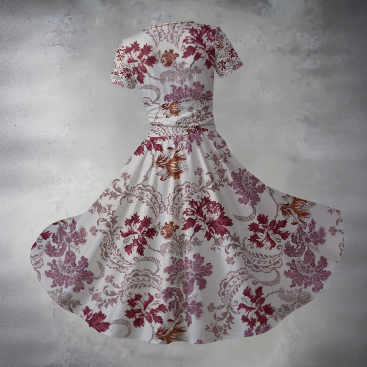 "John 14:6" Red & White Floral Women's Short Sleeve V Neck Midi Dress