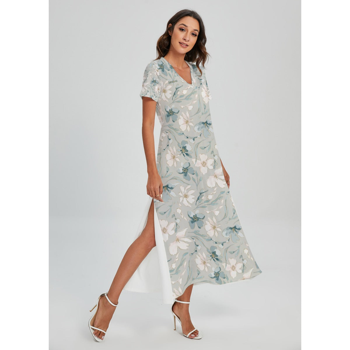 Women's V-neck Side Slit Dress in Soft Jersey Fabric "Jesus is Lord"
