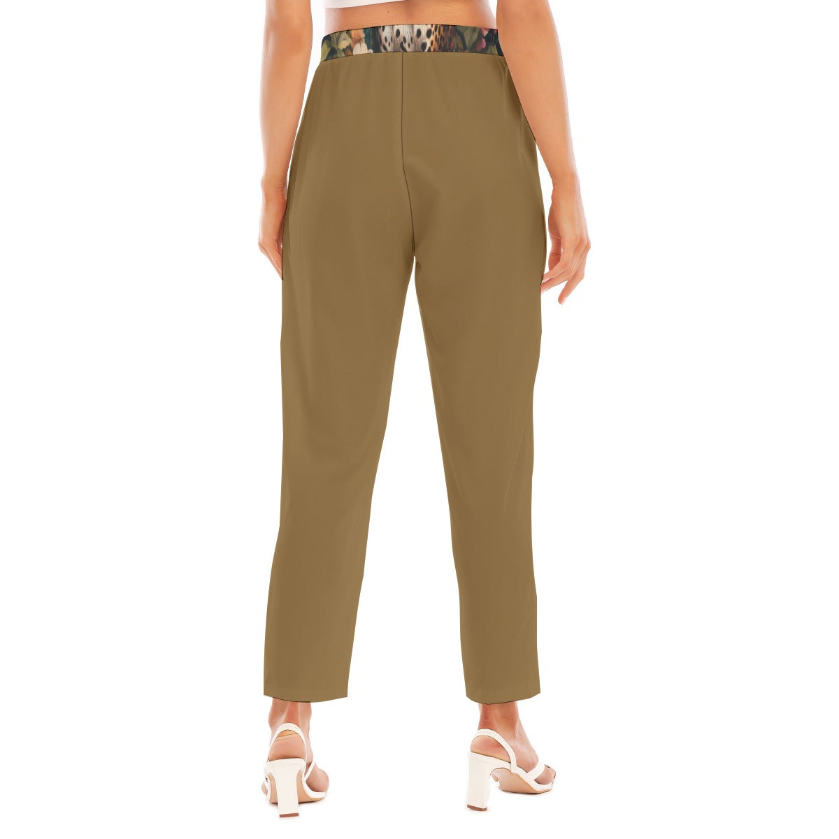 Leopard Floral Print Waist Women's Loose Straight-leg Pants - Four-way Stretch, "Faith Hebrews 11:1"