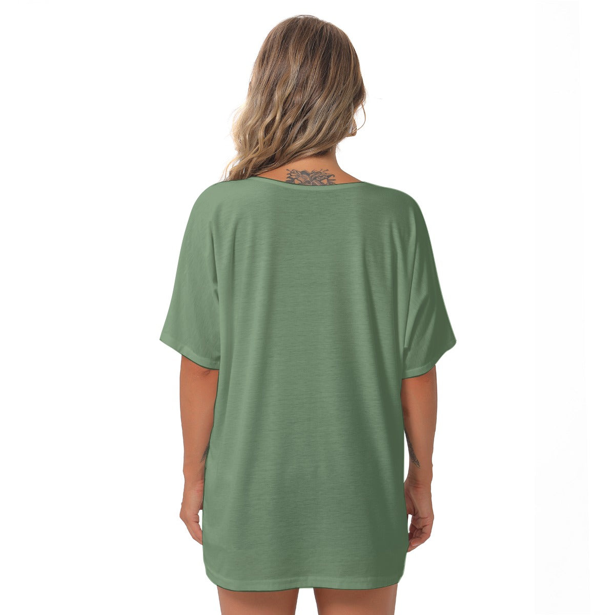 Green Women's Bat Sleeves V-Neck Blouse Faith Hebrews 11:1 Loose Comfort Jersey Top