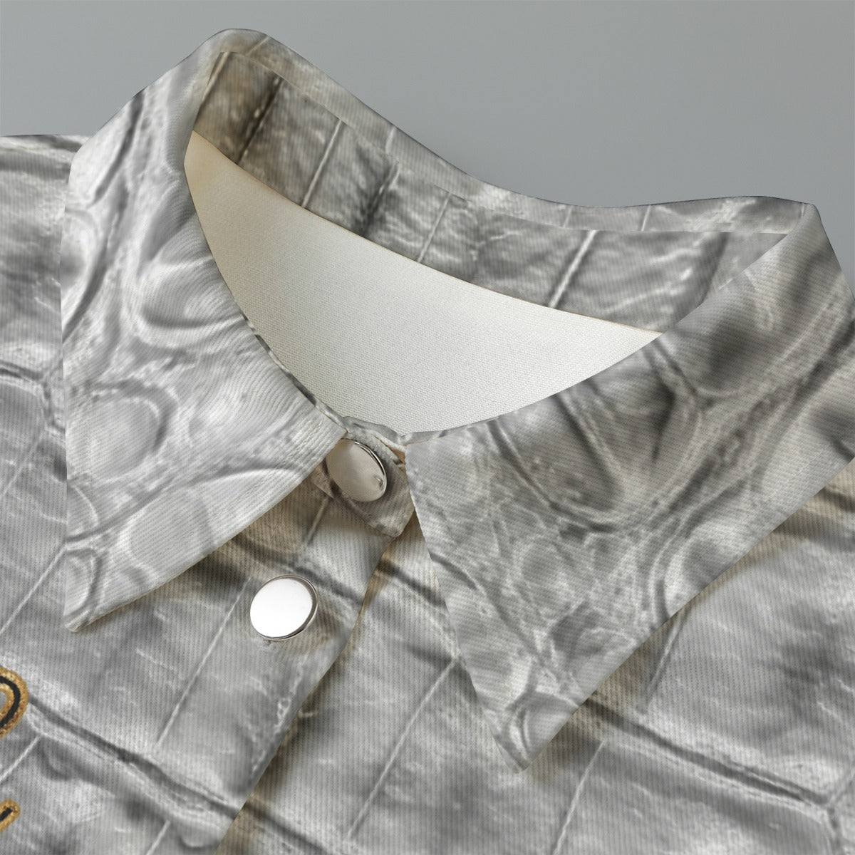 "Faith Ephesians 2:8" Gray Faux Alligator Women's Cropped Jacket | 245GSM Cotton