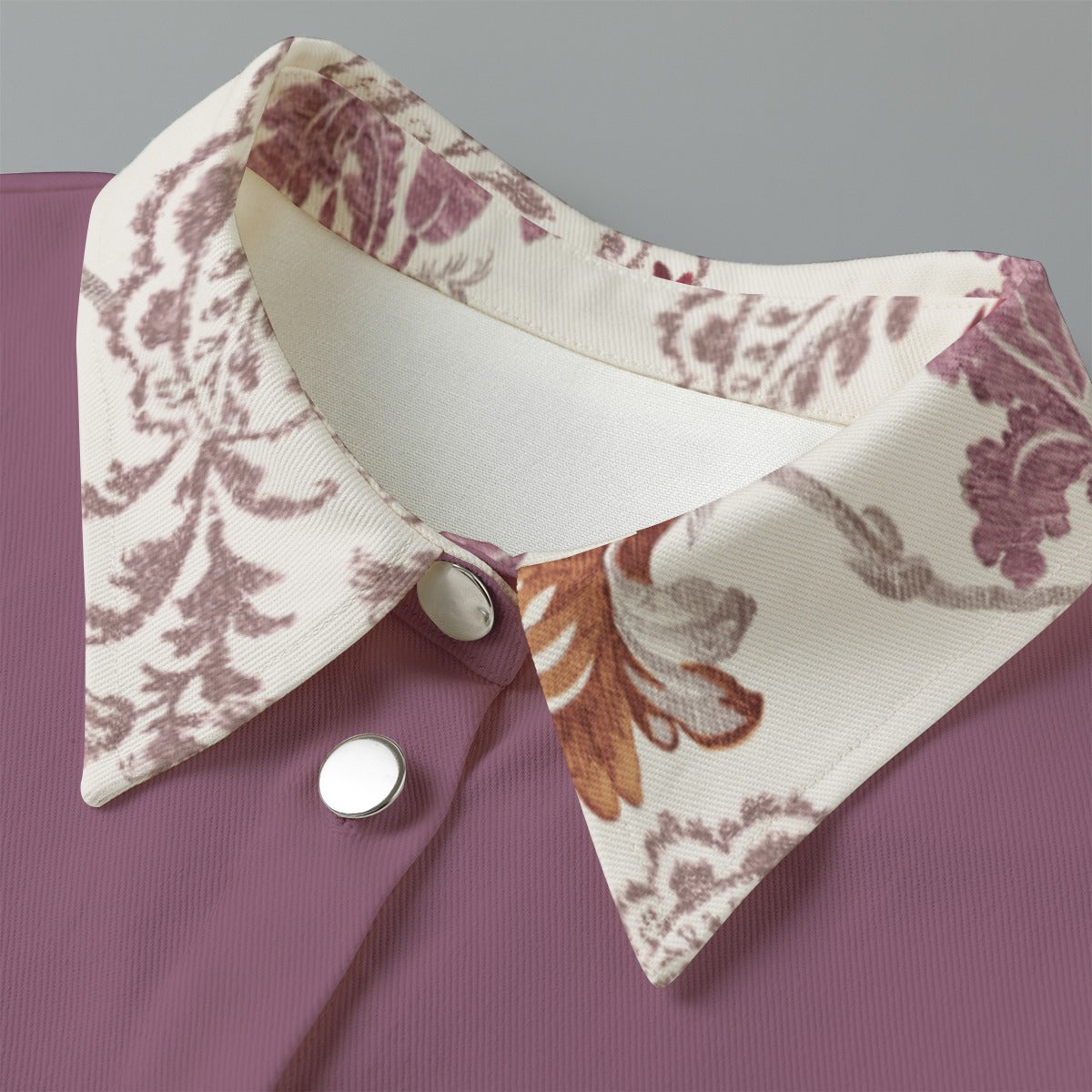 "John 14:6" Purple with Floral Collar Women's Cropped Jacket | 245GSM Cotton