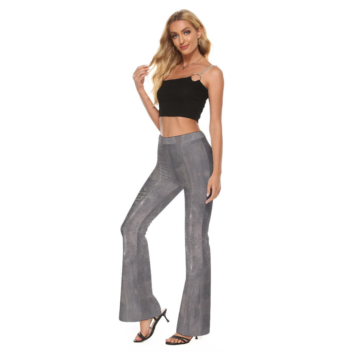"Ride For Jesus" Faux Gray Stingray Print Women's Skinny Flare Pants