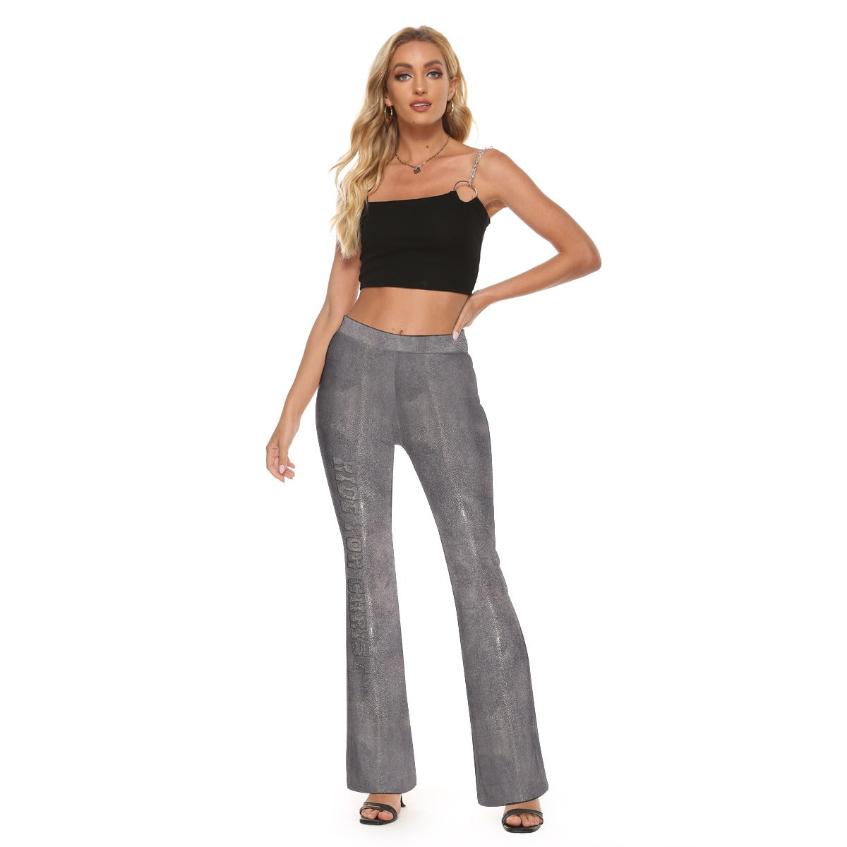 "Ride For Jesus" Faux Gray Stingray Print Women's Skinny Flare Pants
