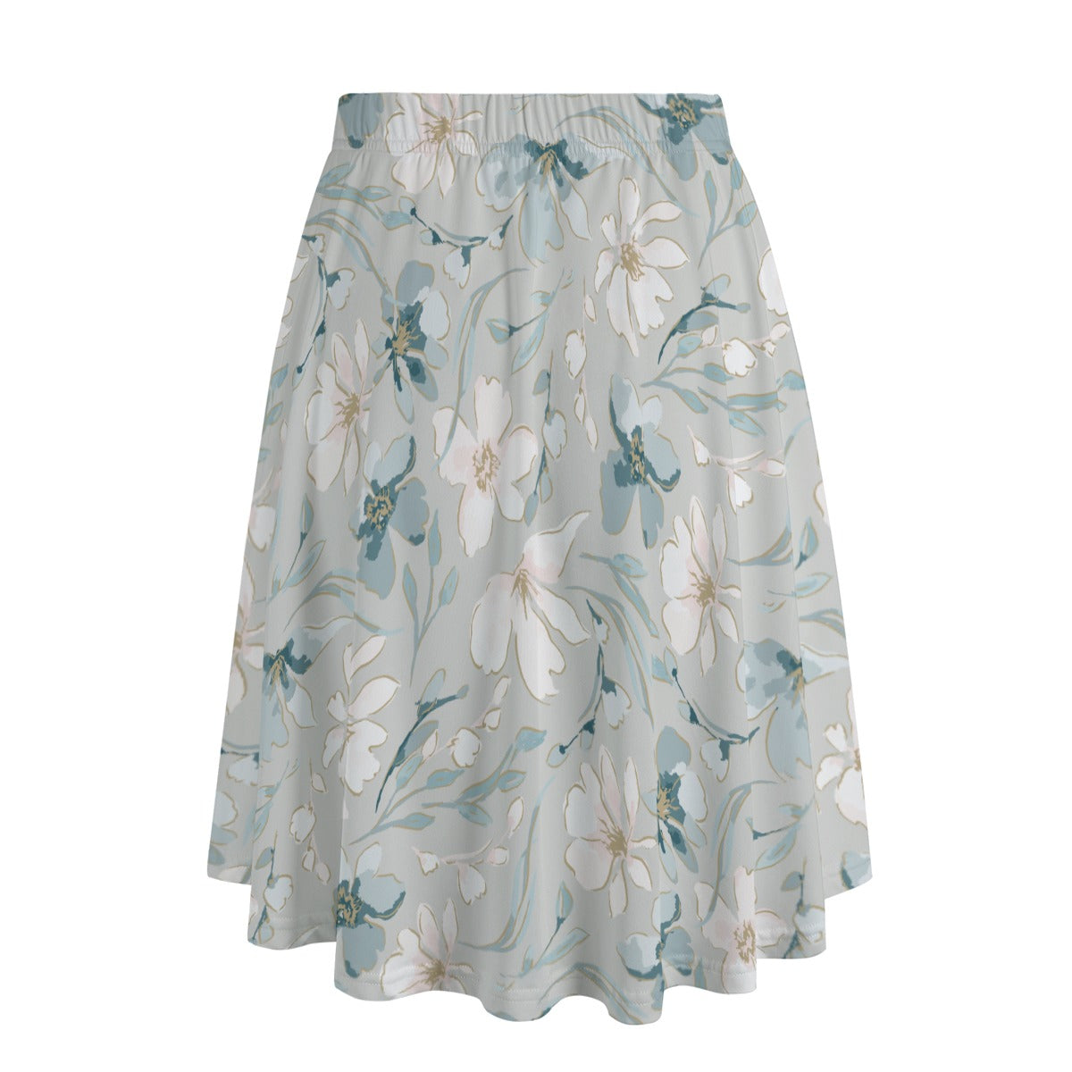 "Jesus Saves" Blue Floral Women's Long Maxi Skirt With Pockets