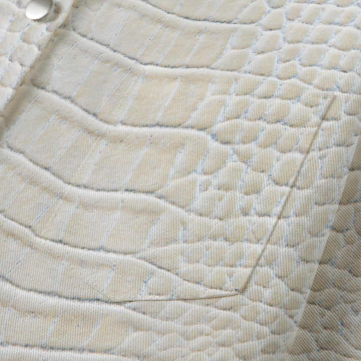 "Faith Ephesians 2:8" Cream Alligator Print Women's Cropped Jacket | 245GSM Cotton