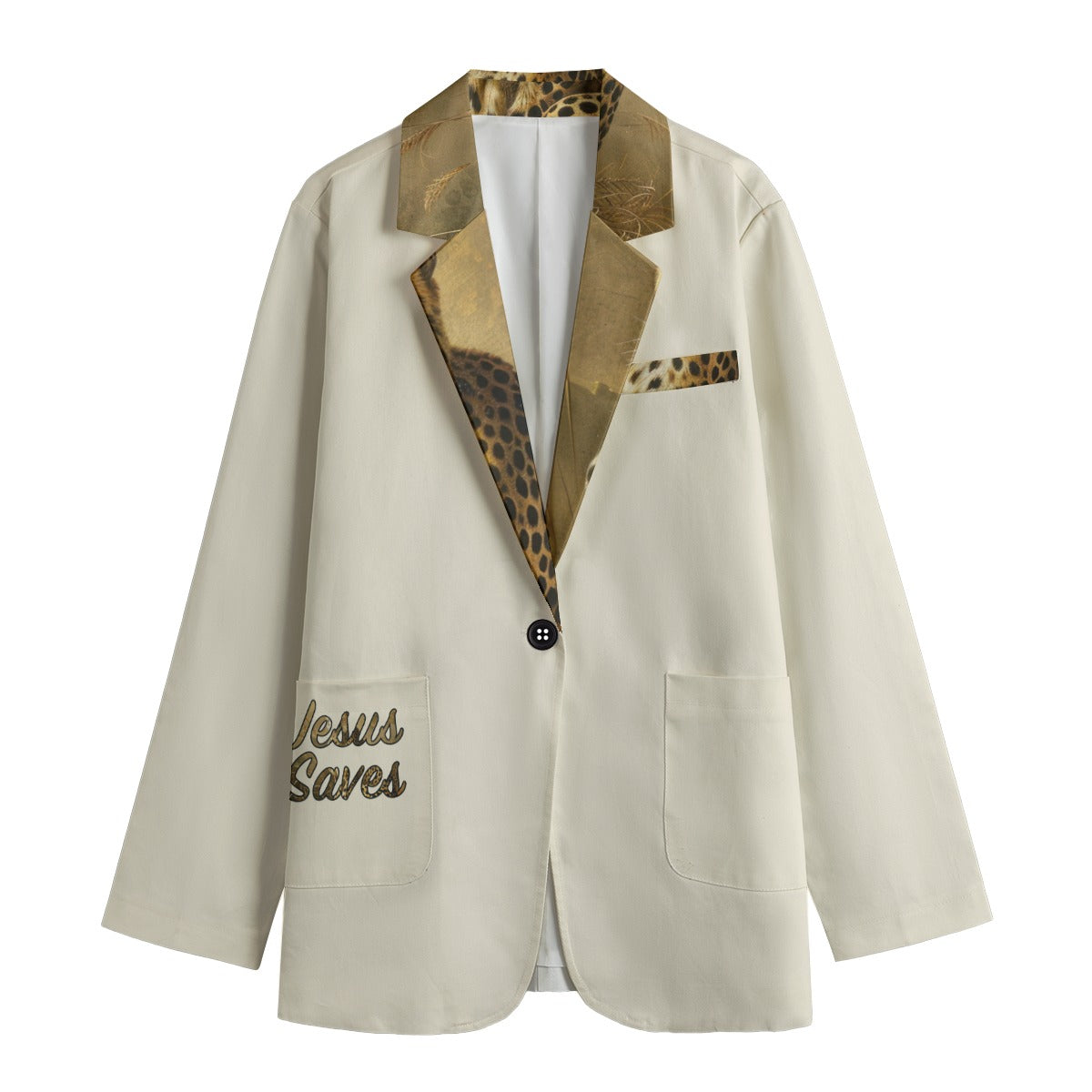 "Jesus Saves" Leopard AntiqueWomen's Stylish Cotton Blazer | Lightweight & Comfortable | Classic Fit