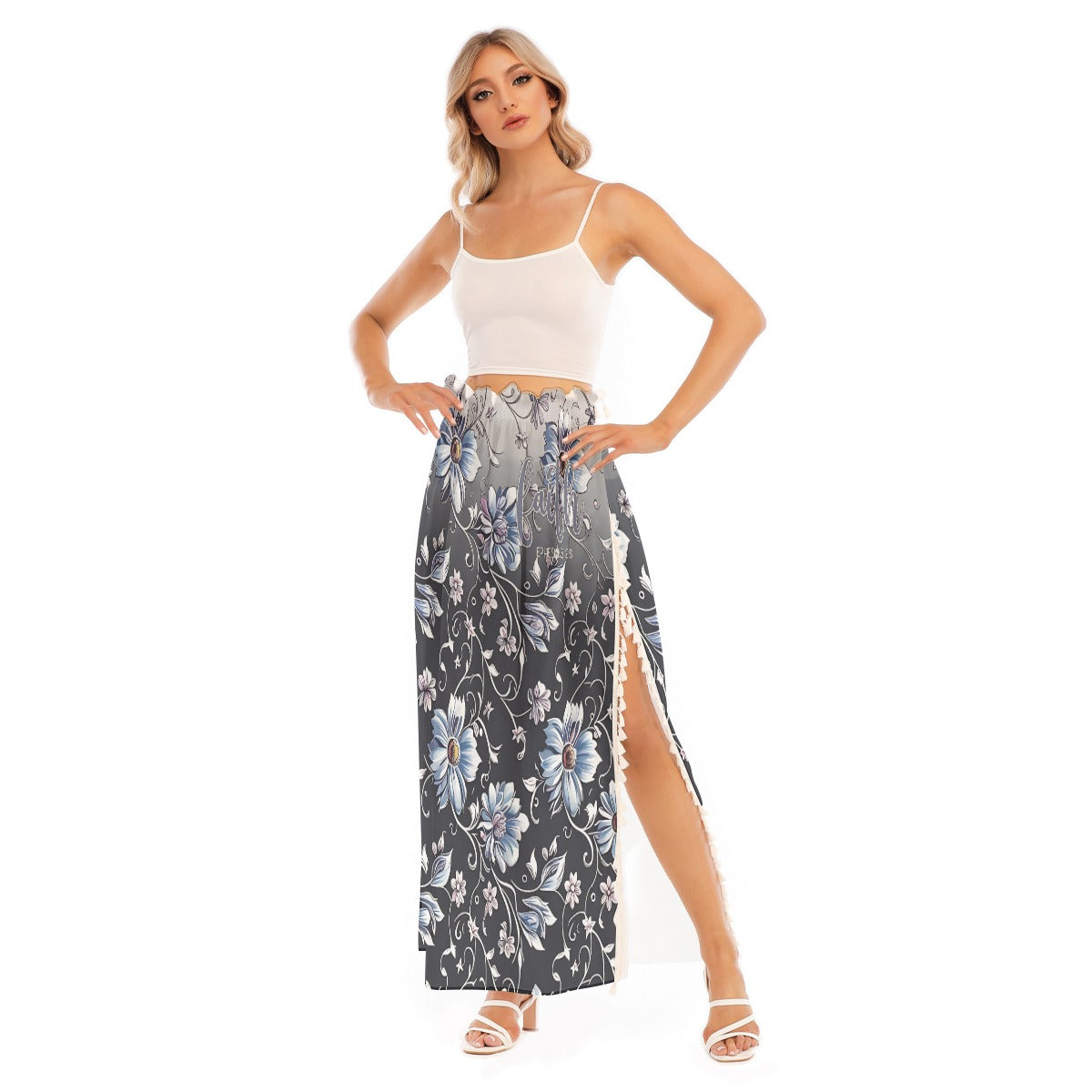 Faith Ephesians Women's High Waist A-Line Polyester Skirt with Side Split & Fringe Edge