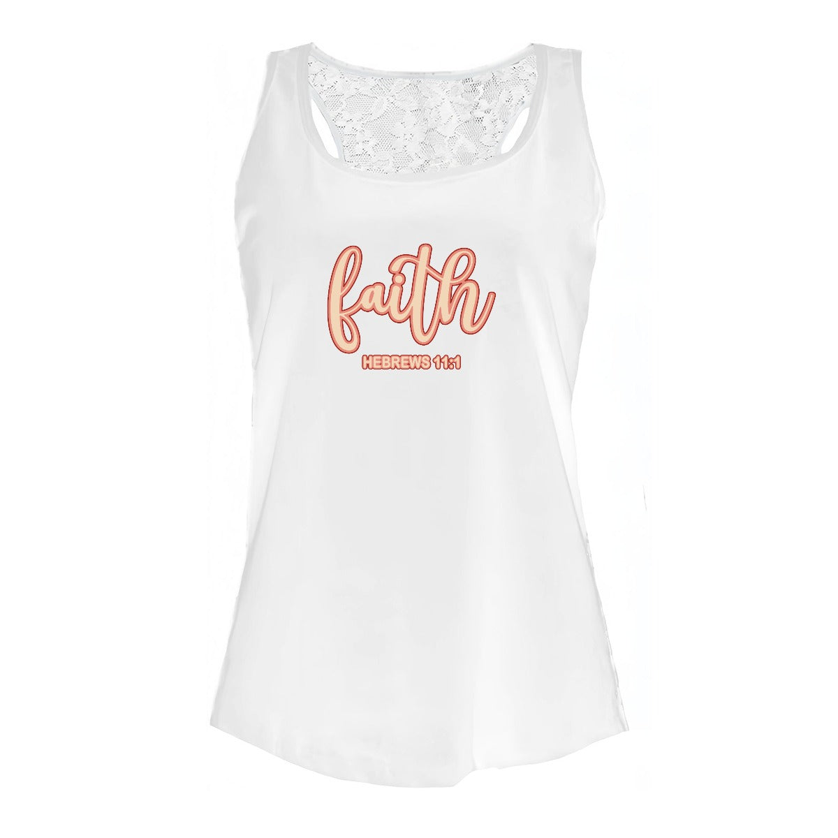 "Faith Hebrews 11:1" Black or White Women's Lace Tank Top - Lightweight Cotton DTF Print