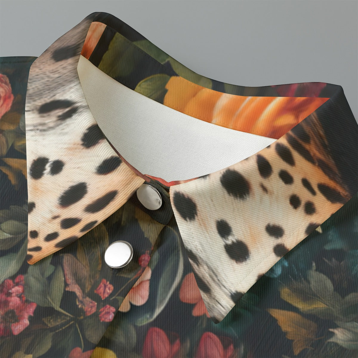 Leopard Floral Women's Cropped Jacket | 245GSM Cotton "Faith Hebrews 11:1"