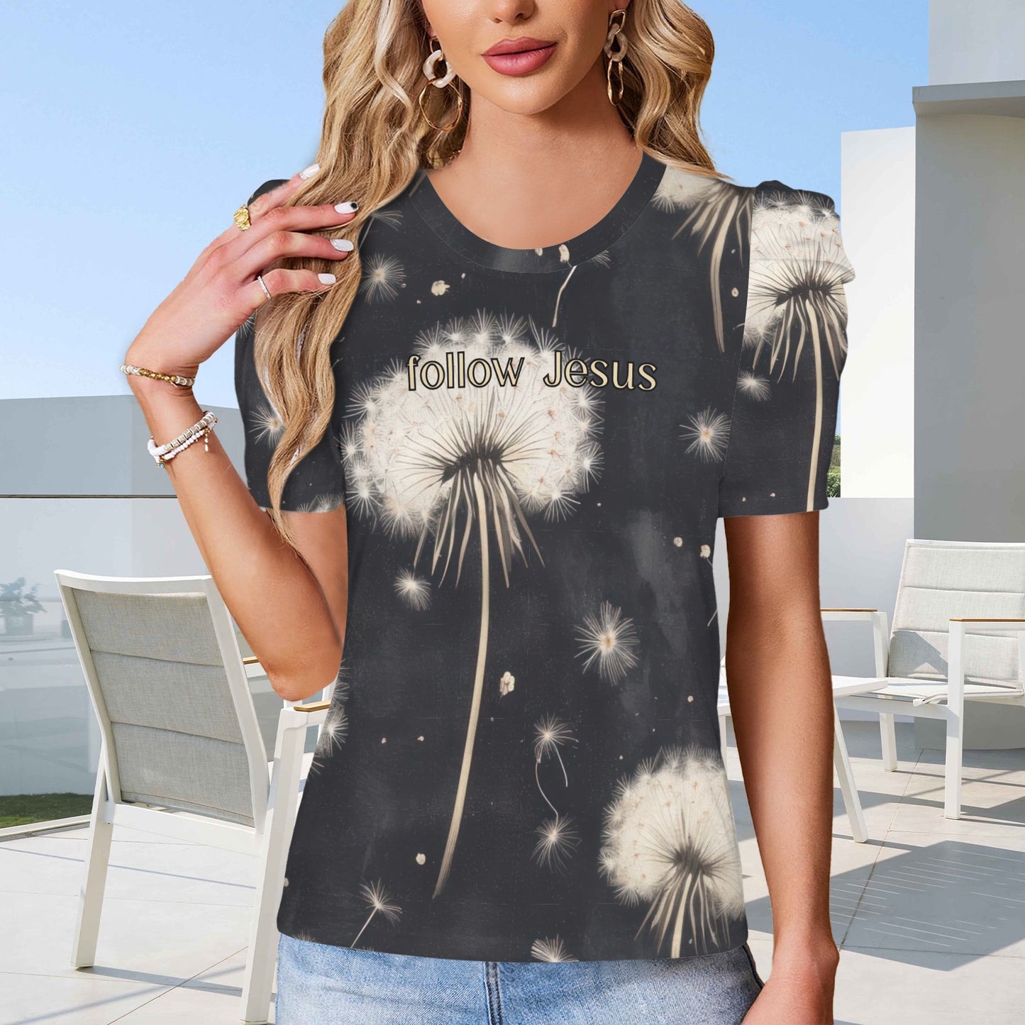 "Follow Jesus" Black & White Dandelion