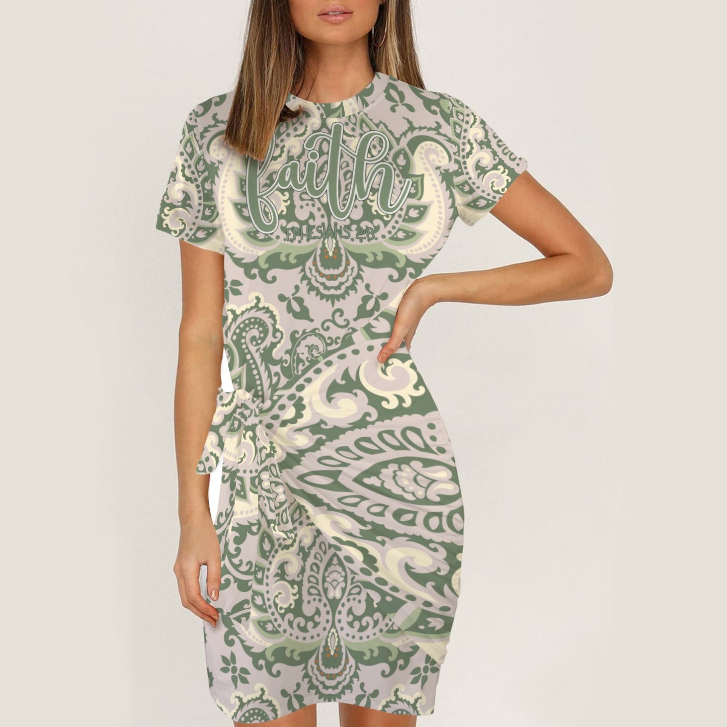 "Faith Ephesians 2:8" Green Paisley
