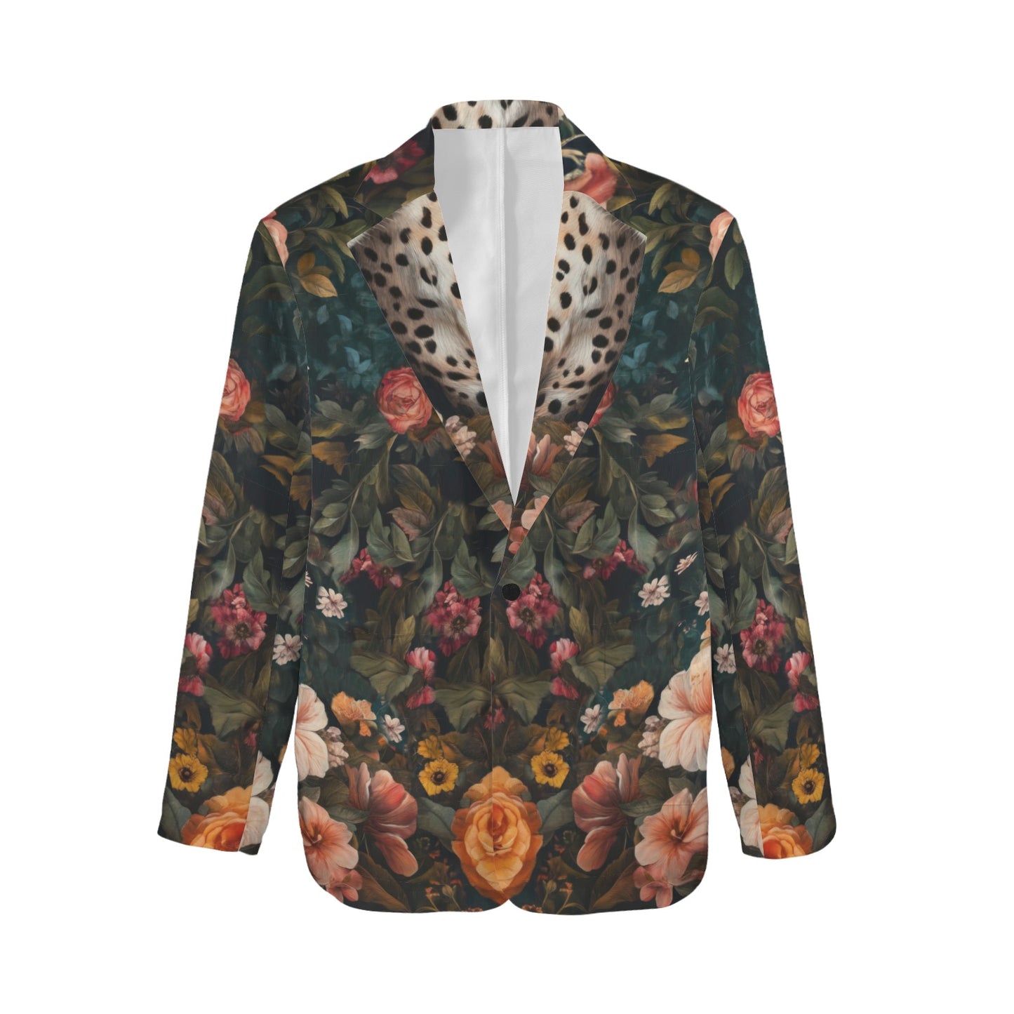 "Faith Hebrews 11:1" Leopard Floral Women's Open Front Casual Long Sleeve Blazer