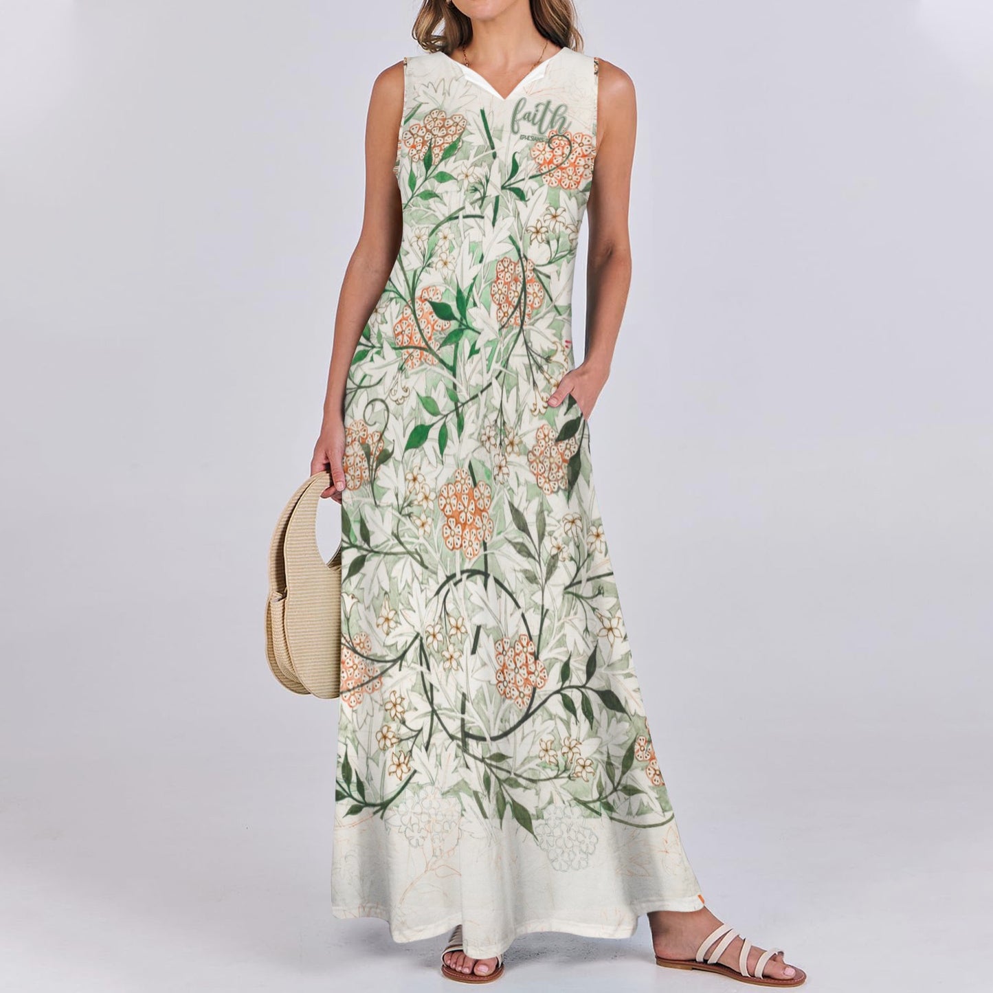 "Faith Ephesians 2;8" Green White Floral
