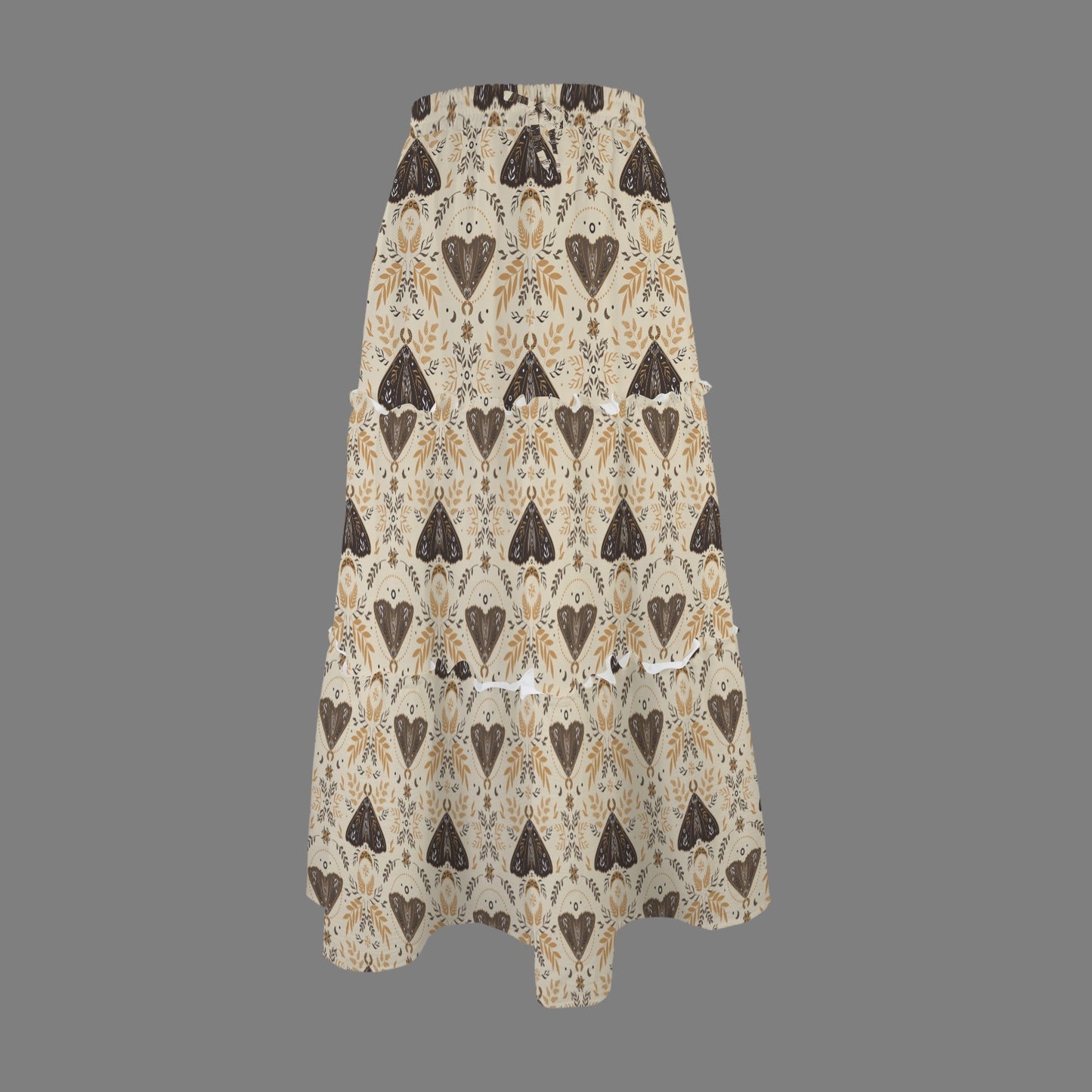 Golden Moth Tie Front High Waist Frill Hem Maxi Skirt