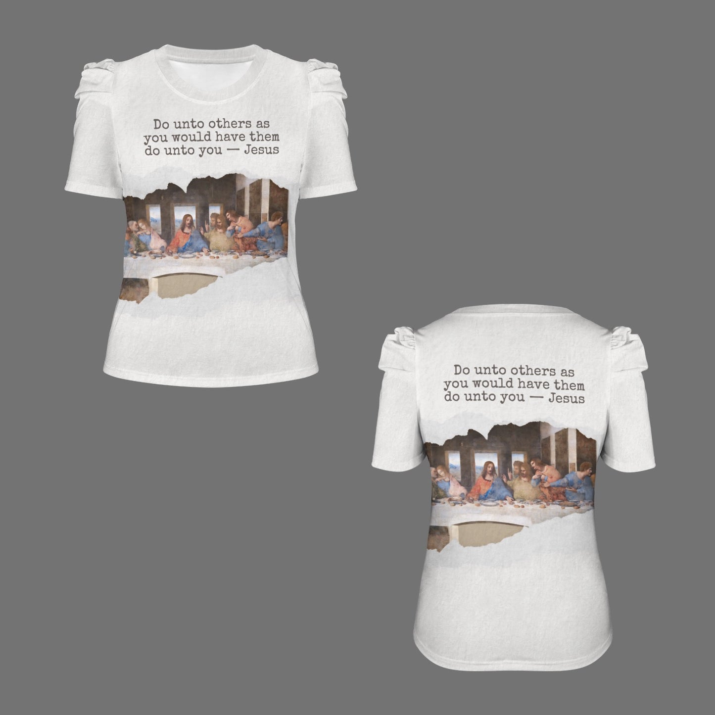 "Do unto Others..." Last Supper Women's Round Neck Puff Sleeve T-Shirts