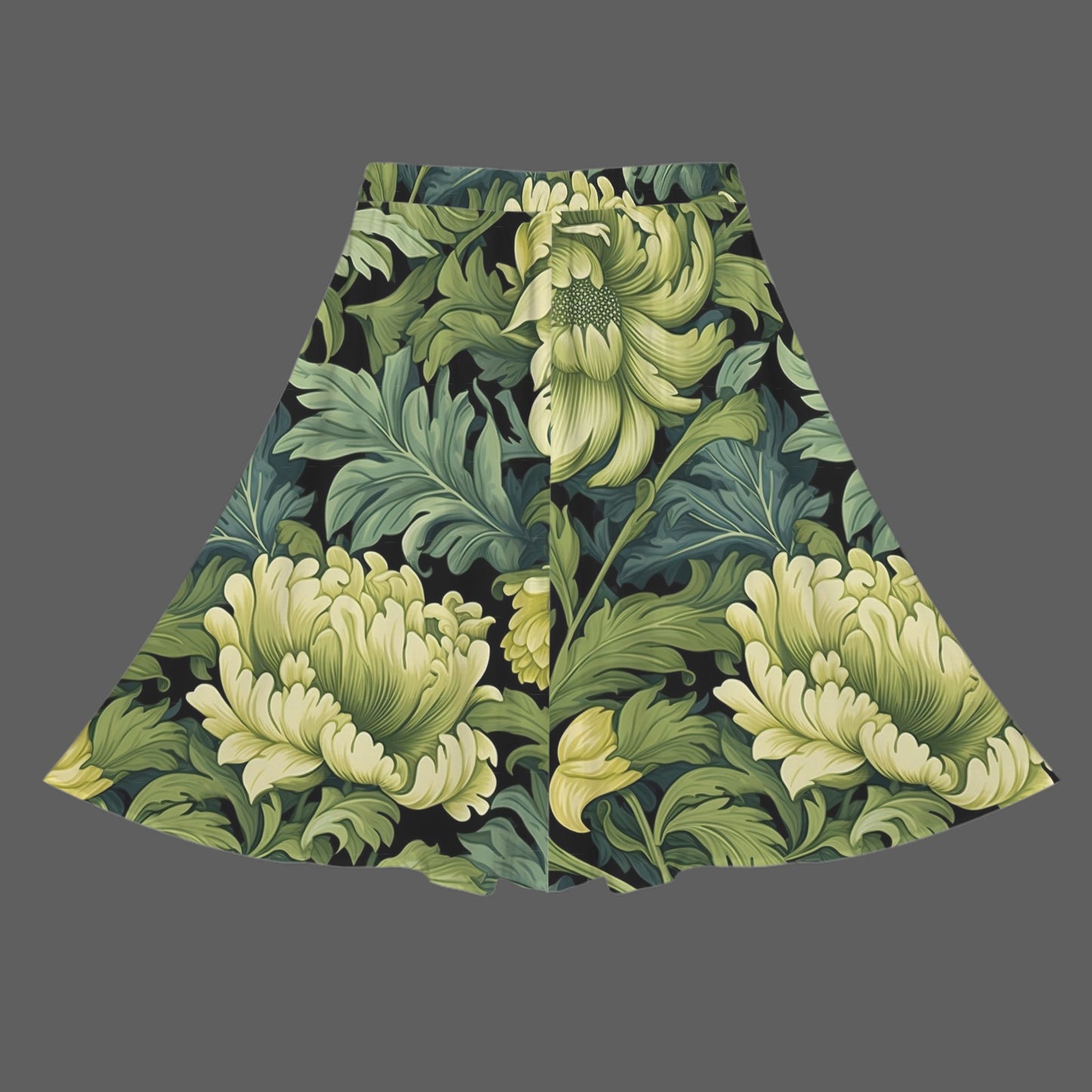 Green Floral Women's Elastic Waist Pocket Maxi Skirt