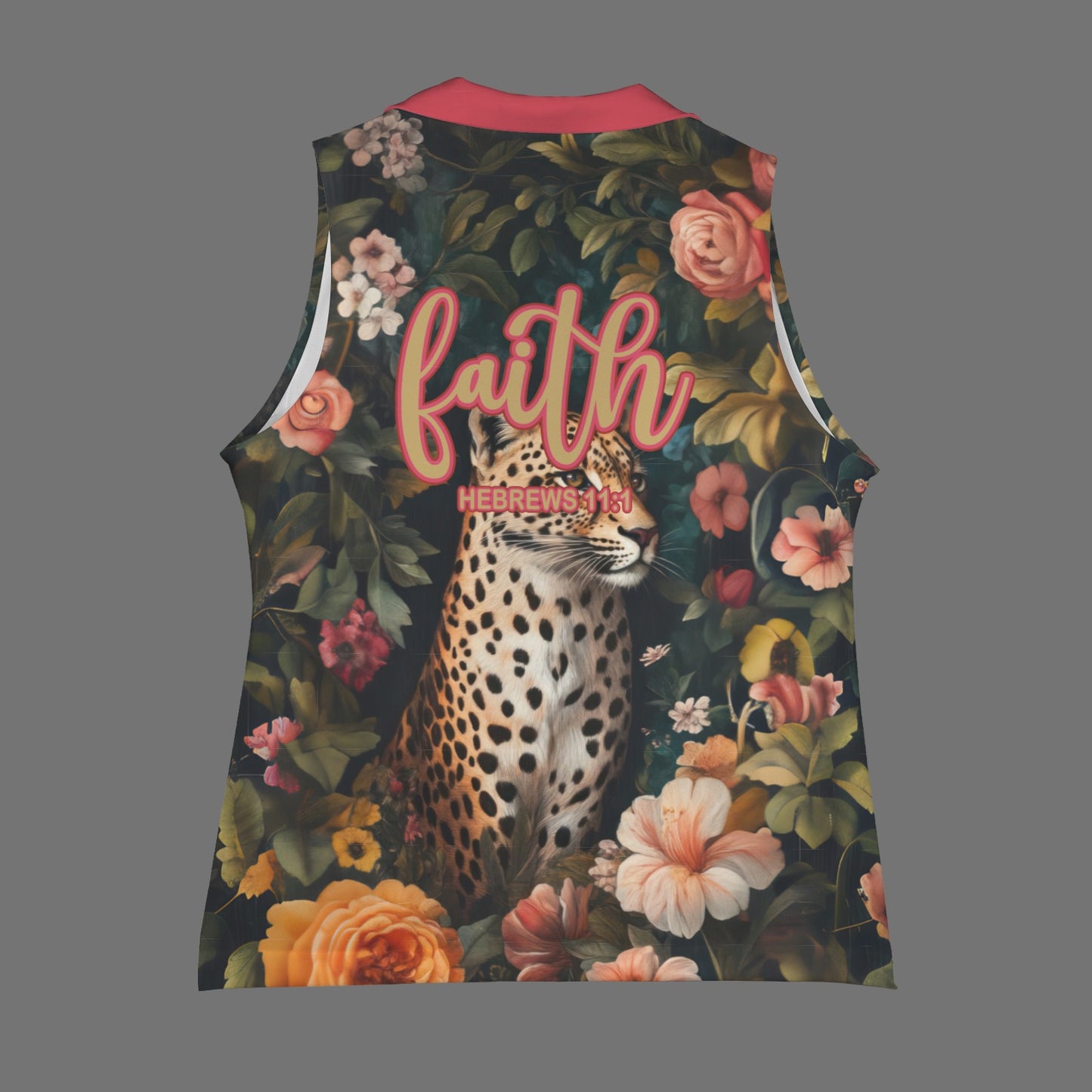"Faith Hebrews 11:1" Leopard Floral Women's Sleeveless Blazer Vest