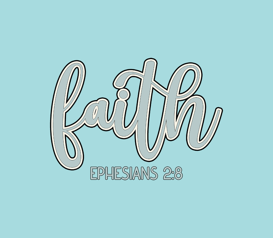 "Faith Ephesians 2:8" Blue Women's High Waist Pockets Yoga Leggings