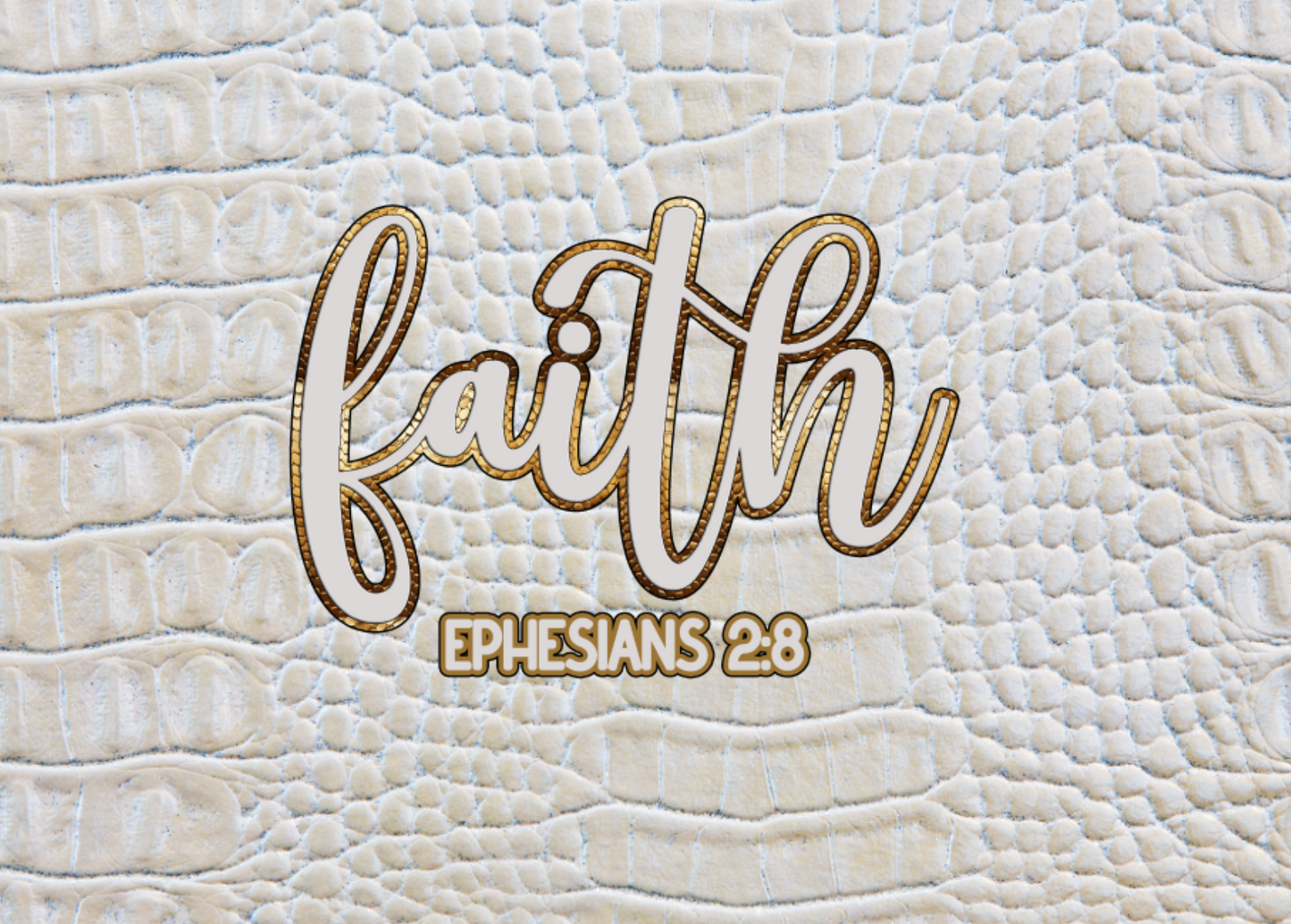 "Faith Ephesians 2:8" Cream Alligator Print Women's Cropped Jacket | 245GSM Cotton