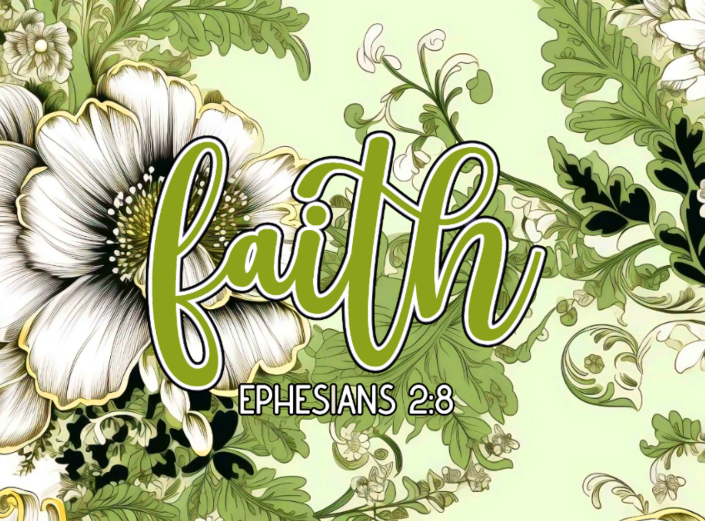 "Faith Ephesians 2:8" Lime Green Floral Women's Cropped Jacket | 245GSM Cotton