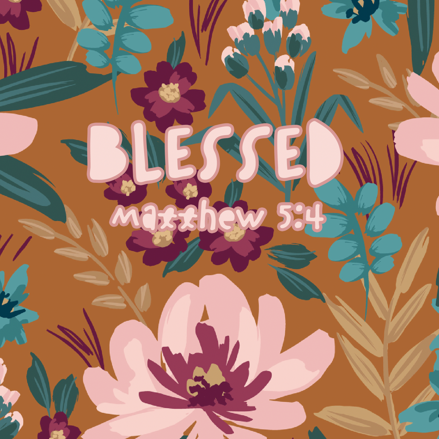 "Blessed Matthew 5:4" Pink Floral Sleeveless Maxi Dress for Women, Lightweight 140G Polyester Fabric, Tropical Leaf Print