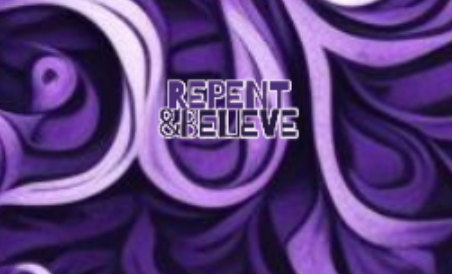"Repent & Believe" Purple Swirls Print Women's 3/4 Sleeve Shirt