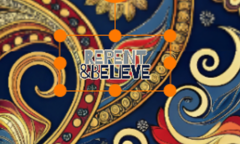 "Repent & Believe" Red & Blue Paisley Floral Print Women's 3/4 Sleeve Shirt