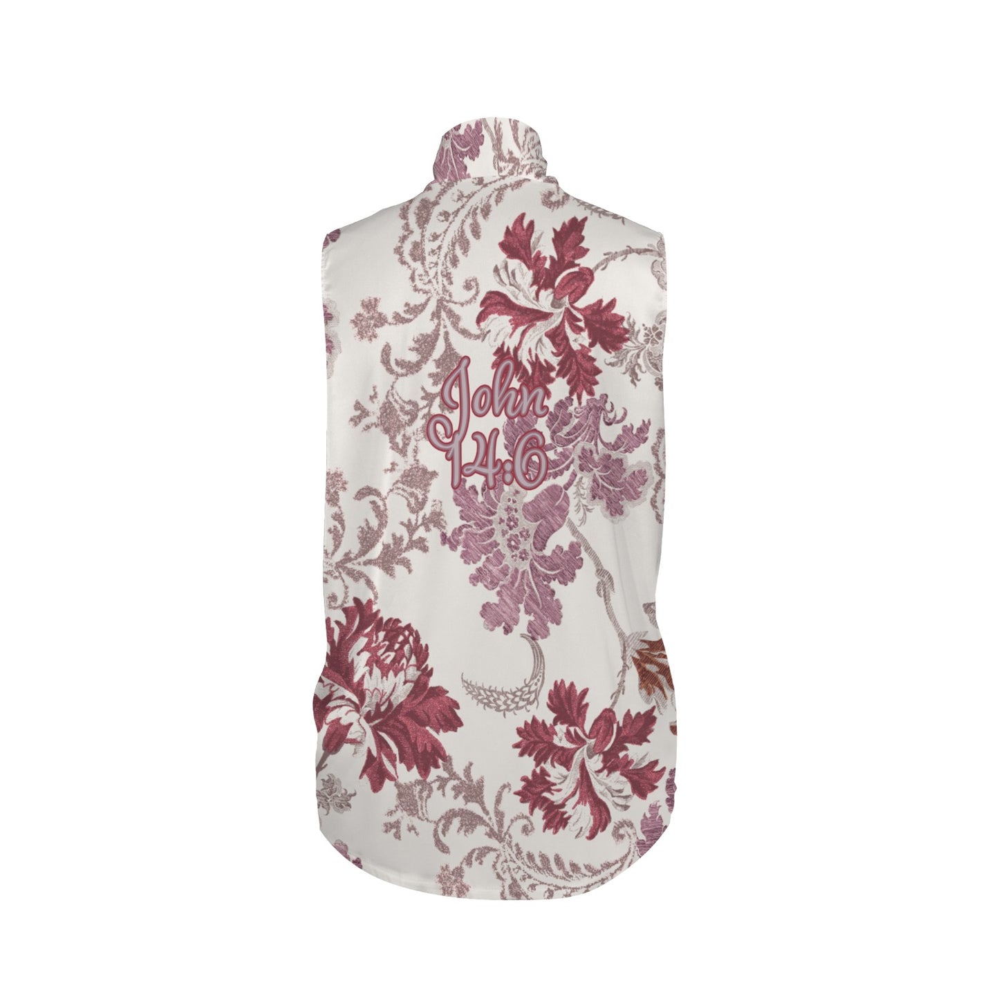 John 14:6 Red & White Women's Bow Tie V-Neck Sleeveless Shirt